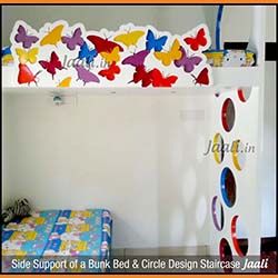 Side Support of a Bunk Bed (Multi depth engraved) & Circle Design Staircase Jaali made form an inch thick MDF